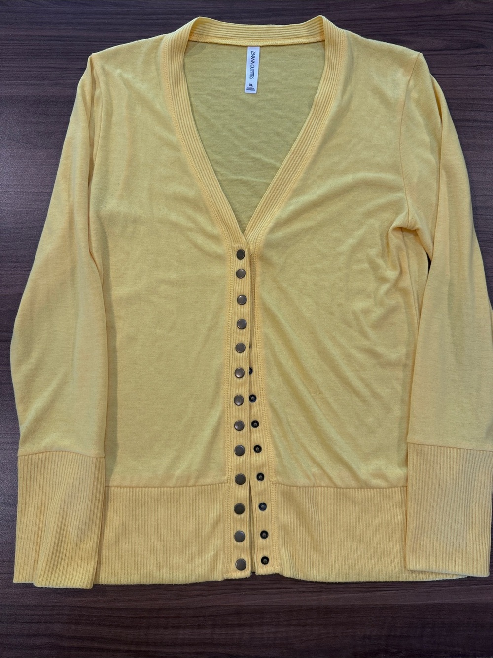 Zenana Outfitters Yellow V-Neck Button-Front Cardigan